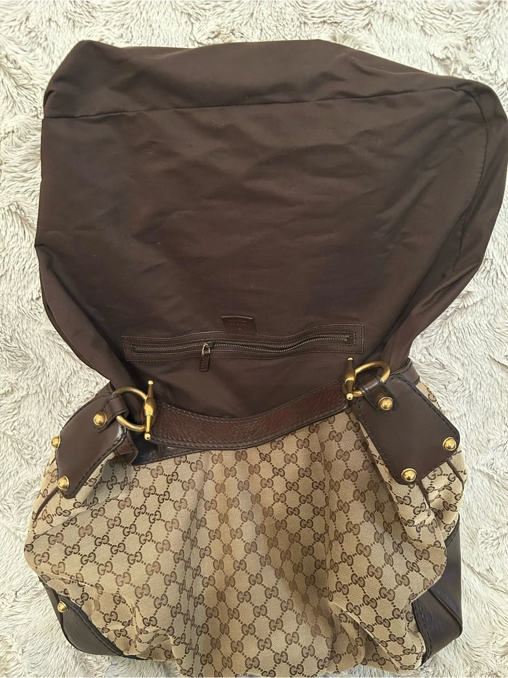 Gucci GG canvas jockey large hobo bag